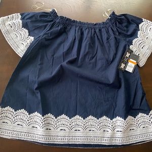 NWT: Crown and Ivy Navy Blouse